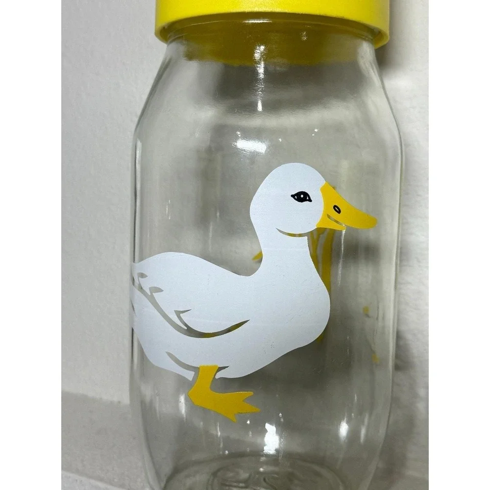 Vintage Duck Glass Canister Set Yellow Lid 80s‎ Kitchen Farmhouse Sun Tea Jars
